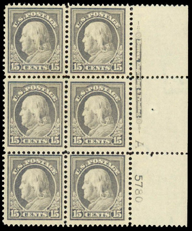 US Stamps Prices Scott Catalog 418 - 15c 1912 Franklin Perf 12. Daniel Kelleher Auctions, Sep 2013, Sale 639, Lot 3526