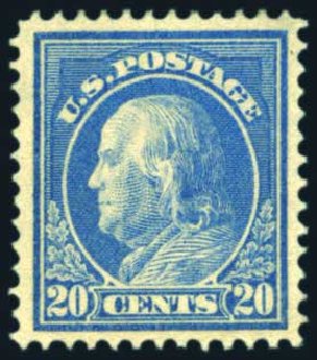 Prices of US Stamp Scott Catalog #419: 1914 20c Franklin Perf 12. Harmer-Schau Auction Galleries, Aug 2011, Sale 90, Lot 1517