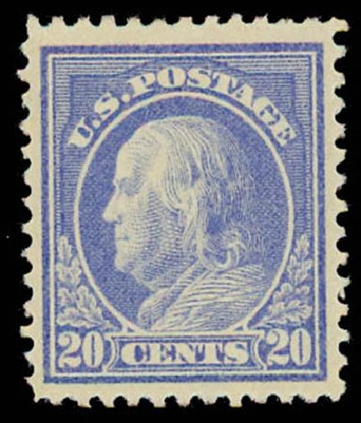 US Stamp Value Scott # 419 - 20c 1914 Franklin Perf 12. Daniel Kelleher Auctions, Oct 2011, Sale 626, Lot 367