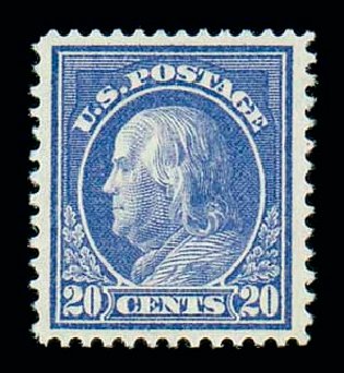 US Stamp Value Scott Catalogue # 419: 20c 1914 Franklin Perf 12. Matthew Bennett International, Dec 2007, Sale 325, Lot 2058