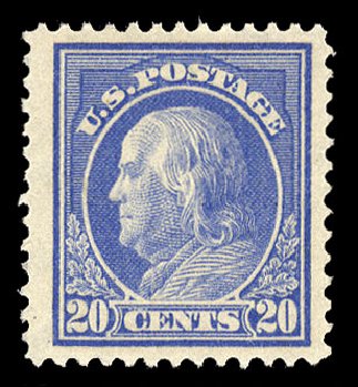 Costs of US Stamps Scott Catalog # 419: 20c 1914 Franklin Perf 12. Cherrystone Auctions, Oct 2012, Sale 201210, Lot 138