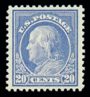 Costs of US Stamps Scott #419 - 20c 1914 Franklin Perf 12. Matthew Bennett International, Dec 2007, Sale 325, Lot 2059
