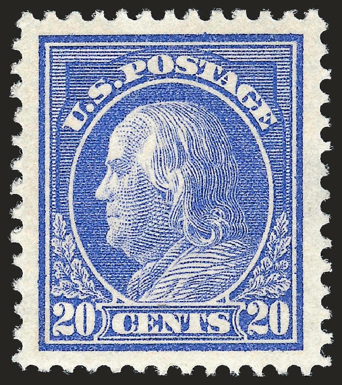 Values of US Stamp Scott #419: 20c 1914 Franklin Perf 12. Robert Siegel Auction Galleries, Apr 2010, Sale 984, Lot 870