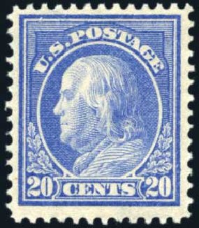 Value of US Stamp Scott Catalog #419 - 20c 1914 Franklin Perf 12. Harmer-Schau Auction Galleries, Feb 2010, Sale 84, Lot 1581