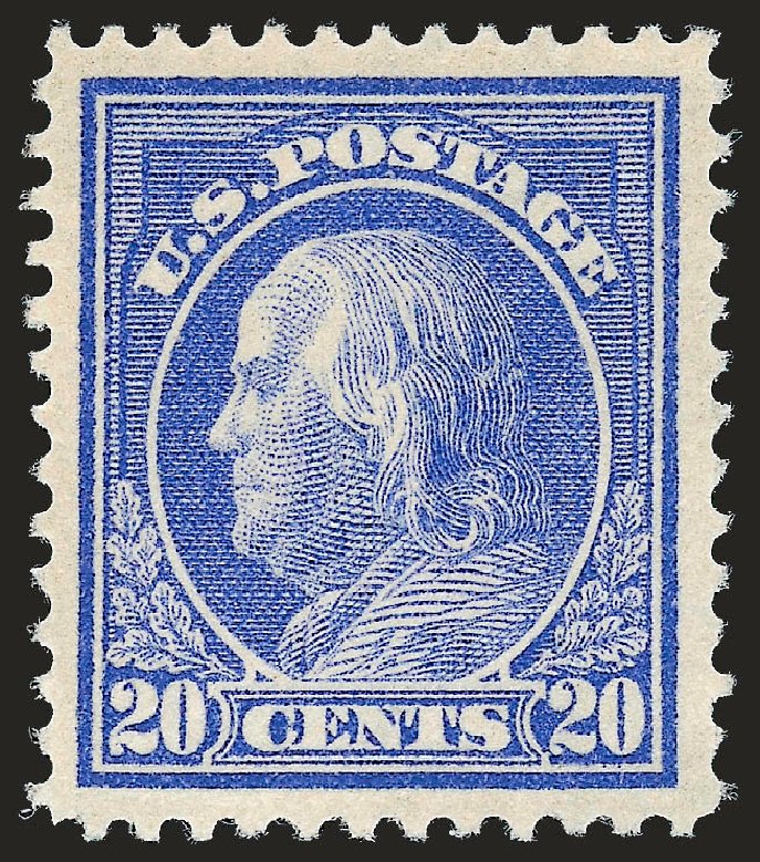US Stamp Values Scott Cat. 419: 1914 20c Franklin Perf 12. Robert Siegel Auction Galleries, Dec 2009, Sale 982, Lot 5801
