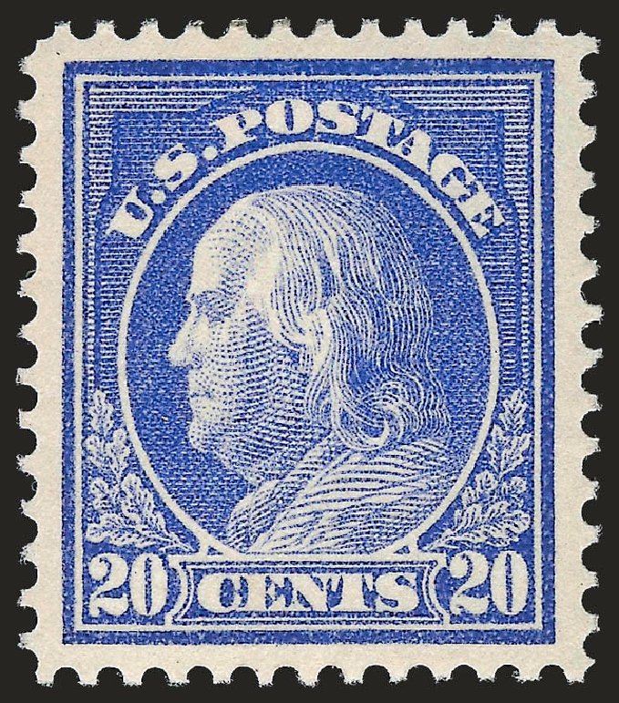 US Stamp Values Scott 419: 20c 1914 Franklin Perf 12. Robert Siegel Auction Galleries, Apr 2010, Sale 984, Lot 871