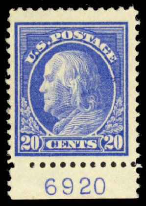US Stamps Prices Scott Catalogue 419: 20c 1914 Franklin Perf 12. Daniel Kelleher Auctions, Apr 2013, Sale 636, Lot 344
