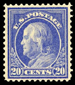 Costs of US Stamps Scott Cat. #419 - 1914 20c Franklin Perf 12. Daniel Kelleher Auctions, Dec 2012, Sale 633, Lot 735