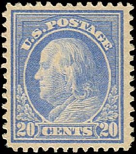 Costs of US Stamp Scott Catalog 419: 1914 20c Franklin Perf 12. Regency-Superior, Nov 2014, Sale 108, Lot 815