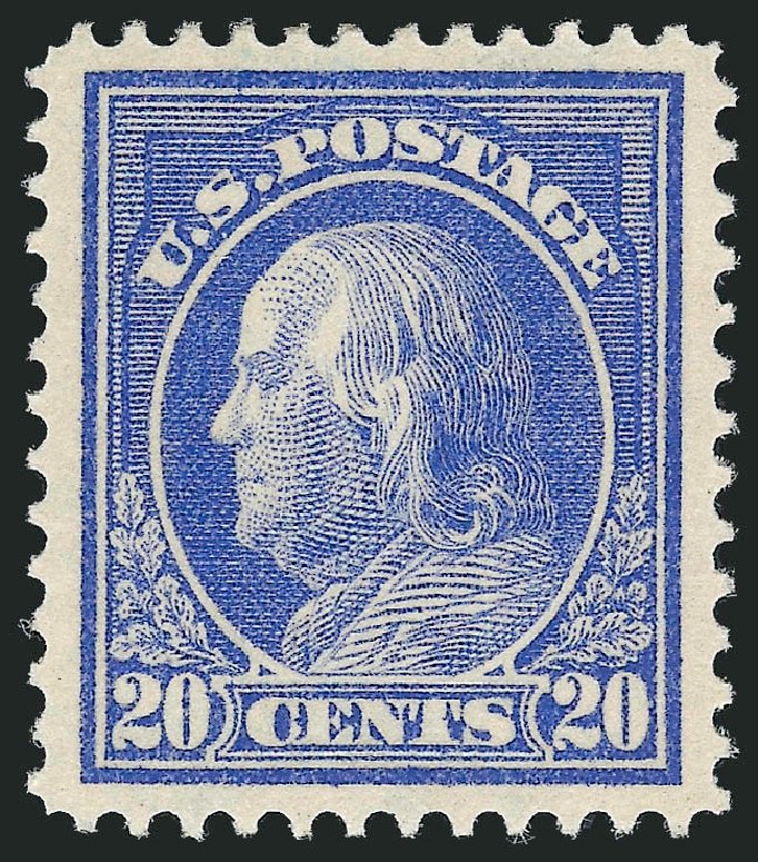 US Stamps Values Scott Catalog # 419 - 1914 20c Franklin Perf 12. Robert Siegel Auction Galleries, Nov 2012, Sale 1034, Lot 392