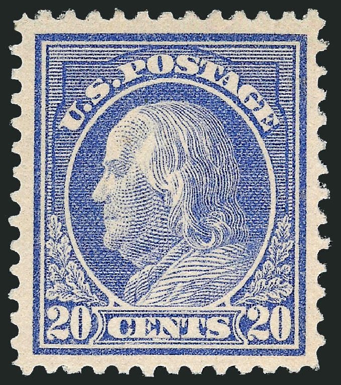 US Stamp Price Scott Cat. 419 - 20c 1914 Franklin Perf 12. Robert Siegel Auction Galleries, Dec 2008, Sale 967, Lot 4742