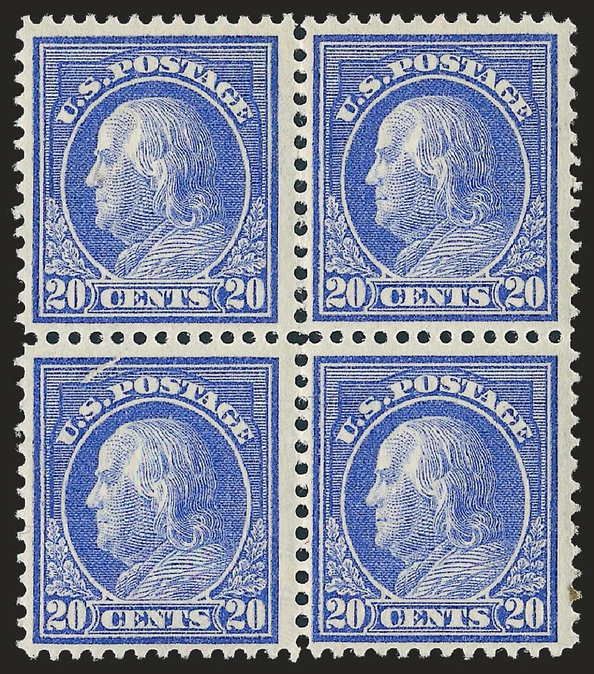 US Stamp Prices Scott Cat. 419: 20c 1914 Franklin Perf 12. Robert Siegel Auction Galleries, Apr 2010, Sale 984, Lot 872