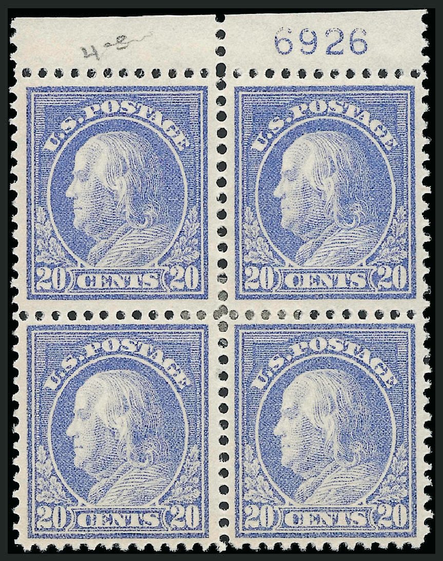 Values of US Stamp Scott Cat. 419 - 20c 1914 Franklin Perf 12. Robert Siegel Auction Galleries, Dec 2009, Sale 982, Lot 5803