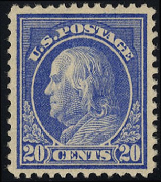 Costs of US Stamp Scott Cat. 419 - 1914 20c Franklin Perf 12. Cherrystone Auctions, May 2008, Sale 200805, Lot 256