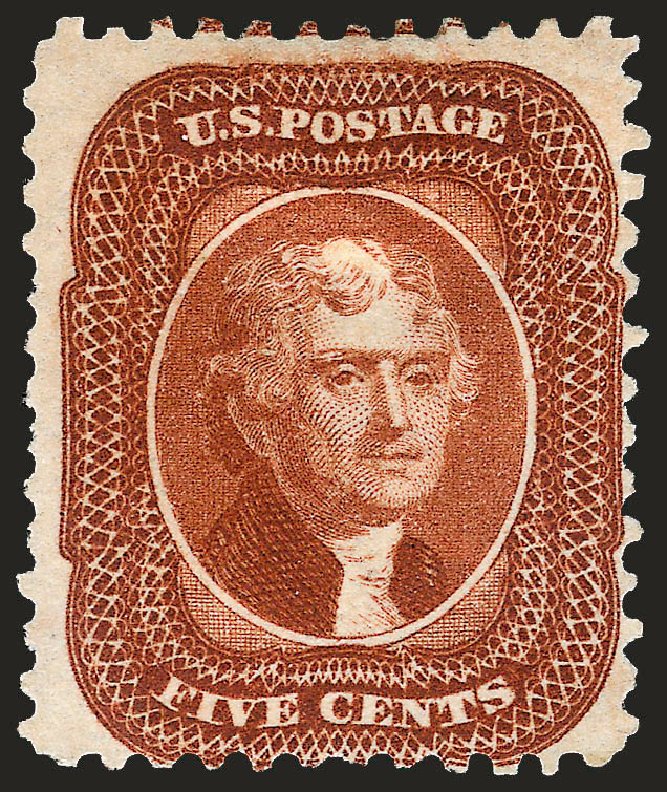 Cost of US Stamp Scott Catalogue # 42 - 5c 1875 Jefferson Reprint. Robert Siegel Auction Galleries, Oct 2008, Sale 963, Lot 439