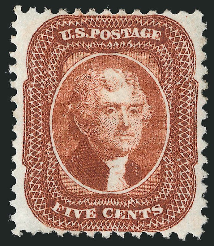 Prices of US Stamps Scott Catalogue # 42 - 5c 1875 Jefferson Reprint. Robert Siegel Auction Galleries, Sep 2014, Sale 1078, Lot 140