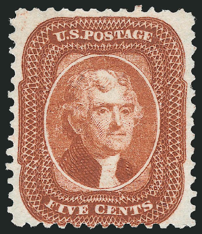 Prices of US Stamps Scott Catalogue #42: 1875 5c Jefferson Reprint. Robert Siegel Auction Galleries, Dec 2009, Sale 982, Lot 5171