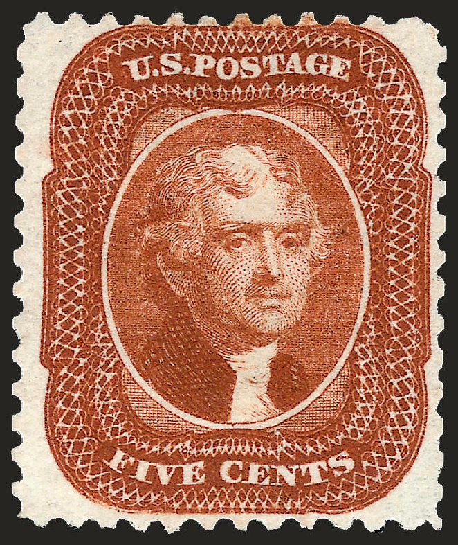 Costs of US Stamp Scott Cat. 42: 5c 1875 Jefferson Reprint. Robert Siegel Auction Galleries, Sep 2008, Sale 962, Lot 2304