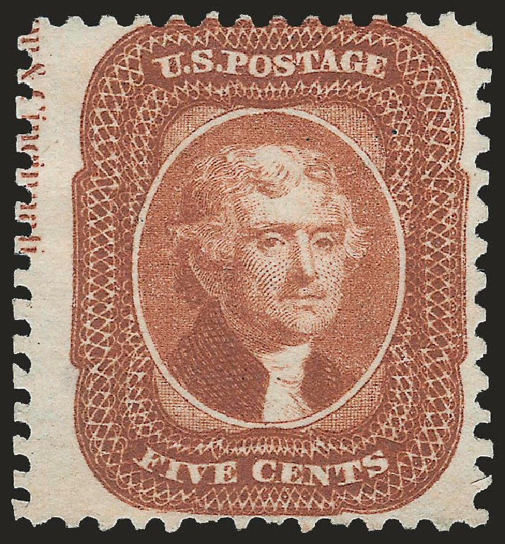 US Stamps Price Scott # 42 - 5c 1875 Jefferson Reprint. Robert Siegel Auction Galleries, Apr 2010, Sale 984, Lot 244