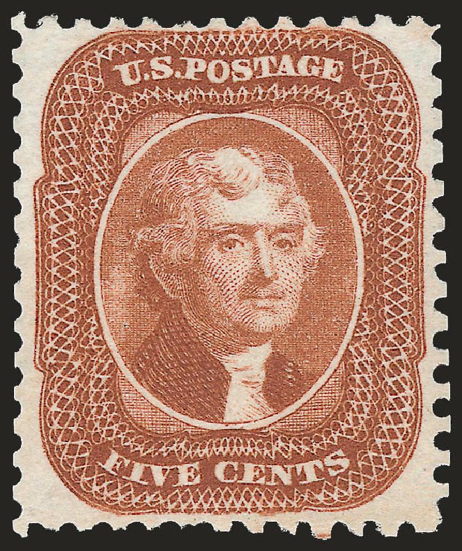 US Stamp Price Scott Catalog # 42 - 1875 5c Jefferson Reprint. Robert Siegel Auction Galleries, Sep 2008, Sale 962, Lot 2303