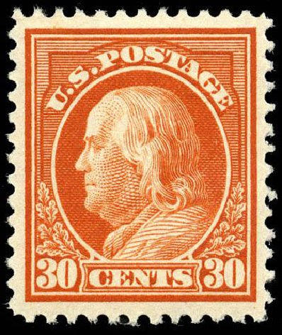 US Stamp Price Scott Catalogue #420: 30c 1914 Franklin Perf 12. Matthew Bennett International, Apr 2008, Sale 326, Lot 387