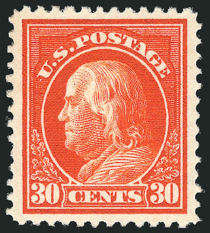 Prices of US Stamps Scott Catalogue #420 - 1914 30c Franklin Perf 12. Robert Siegel Auction Galleries, Mar 2012, Sale 1019, Lot 800