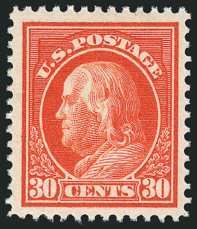 Values of US Stamps Scott # 420: 30c 1914 Franklin Perf 12. Robert Siegel Auction Galleries, Jun 2011, Sale 1011, Lot 724