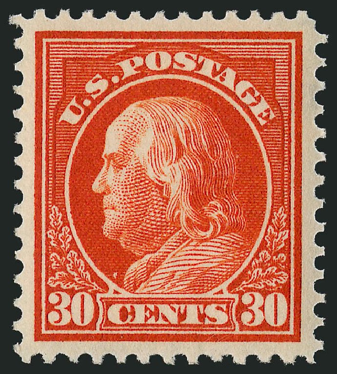 Cost of US Stamps Scott 420: 1914 30c Franklin Perf 12. Robert Siegel Auction Galleries, Dec 2009, Sale 982, Lot 5804
