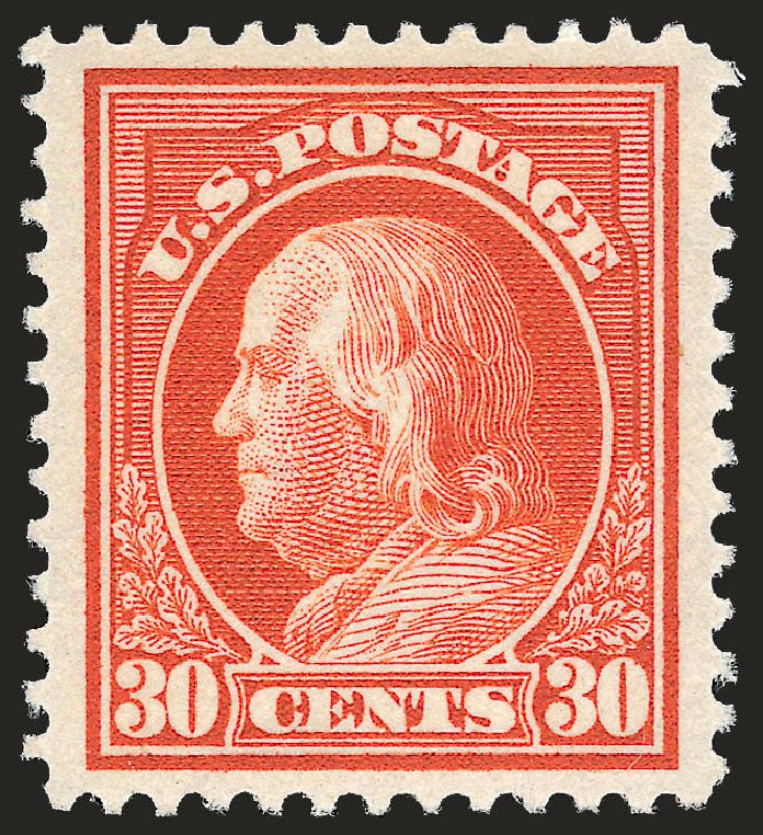US Stamps Values Scott Catalogue #420: 30c 1914 Franklin Perf 12. Robert Siegel Auction Galleries, Apr 2009, Sale 972, Lot 3325
