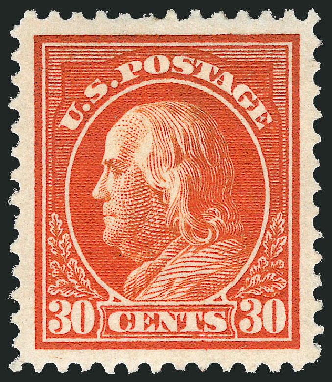 Price of US Stamps Scott Cat. 420: 1914 30c Franklin Perf 12. Robert Siegel Auction Galleries, Dec 2009, Sale 982, Lot 5805