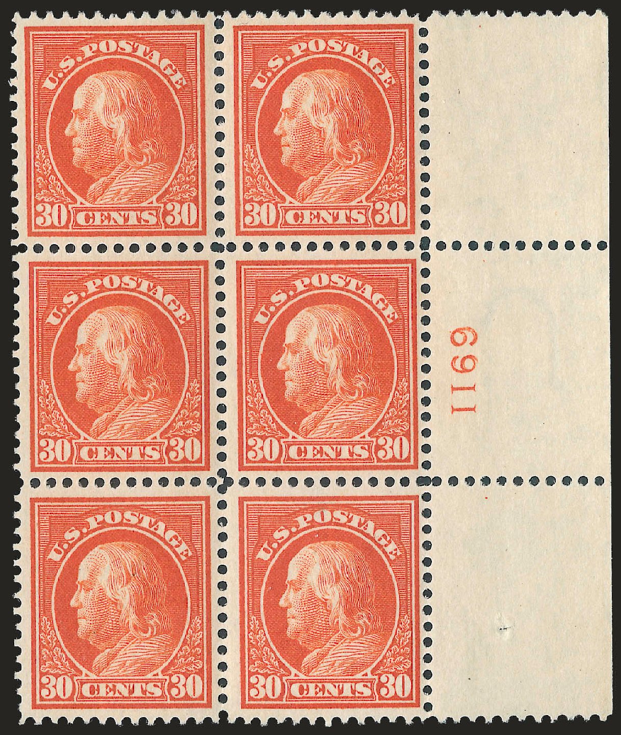 US Stamps Price Scott 420 - 30c 1914 Franklin Perf 12. Robert Siegel Auction Galleries, Apr 2010, Sale 984, Lot 875
