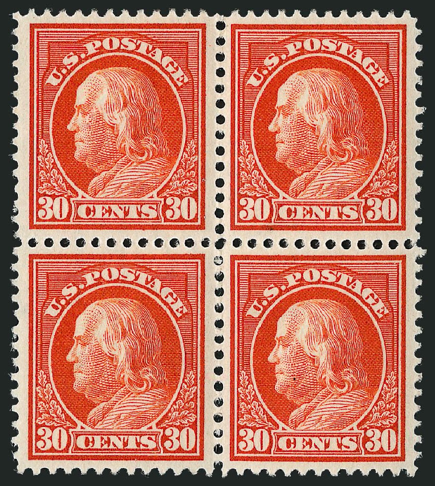 US Stamp Values Scott Catalog #420 - 30c 1914 Franklin Perf 12. Robert Siegel Auction Galleries, Sep 2008, Sale 962, Lot 2716