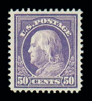 Prices of US Stamps Scott # 421: 50c 1914 Franklin Perf 12. Matthew Bennett International, Jun 2007, Sale 319, Lot 1437