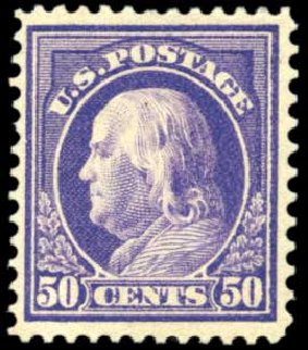 US Stamp Price Scott # 421 - 50c 1914 Franklin Perf 12. Harmer-Schau Auction Galleries, Oct 2010, Sale 87, Lot 297