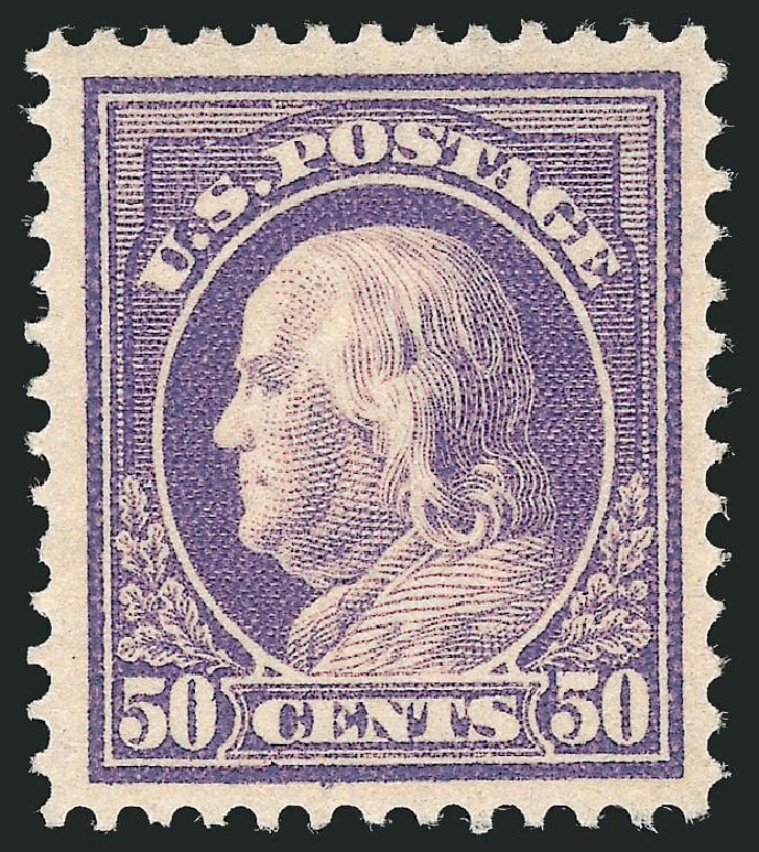 Prices of US Stamps Scott #421 - 50c 1914 Franklin Perf 12. Robert Siegel Auction Galleries, Sep 2014, Sale 1078, Lot 517