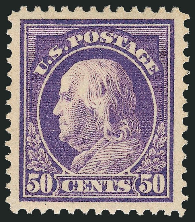US Stamp Price Scott Cat. #421: 50c 1914 Franklin Perf 12. Robert Siegel Auction Galleries, Sep 2009, Sale 968B, Lot 537