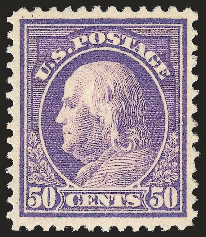 US Stamps Values Scott Cat. #421 - 1914 50c Franklin Perf 12. Robert Siegel Auction Galleries, Apr 2010, Sale 984, Lot 877