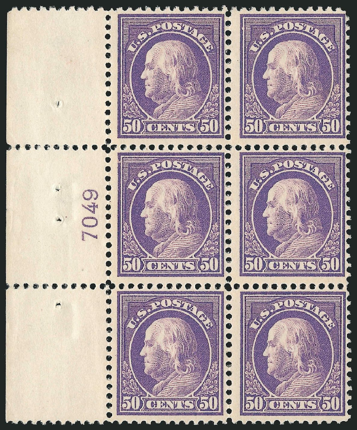 US Stamp Value Scott 421: 50c 1914 Franklin Perf 12. Robert Siegel Auction Galleries, Sep 2014, Sale 1078, Lot 518