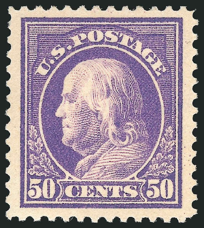 US Stamp Values Scott Cat. # 421: 50c 1914 Franklin Perf 12. Robert Siegel Auction Galleries, Oct 2011, Sale 1014, Lot 1899