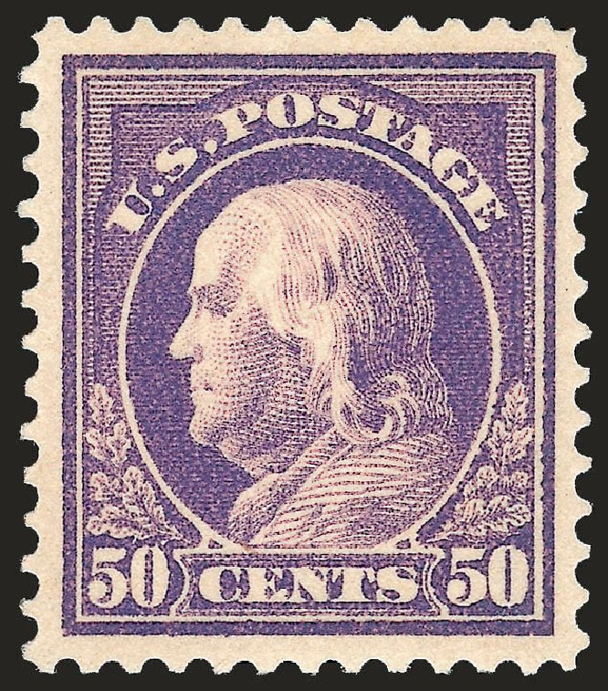 Value of US Stamp Scott Catalog 421 - 50c 1914 Franklin Perf 12. Robert Siegel Auction Galleries, Jun 2010, Sale 992, Lot 2469