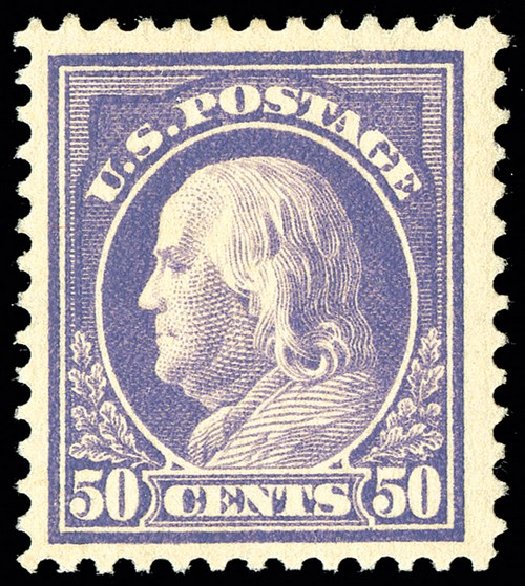 US Stamps Values Scott Catalog 421 - 1914 50c Franklin Perf 12. Spink Shreves Galleries, May 2014, Sale 148, Lot 299