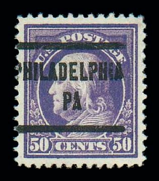 US Stamp Value Scott Catalog # 421: 50c 1914 Franklin Perf 12. Matthew Bennett International, Dec 2007, Sale 325, Lot 2060