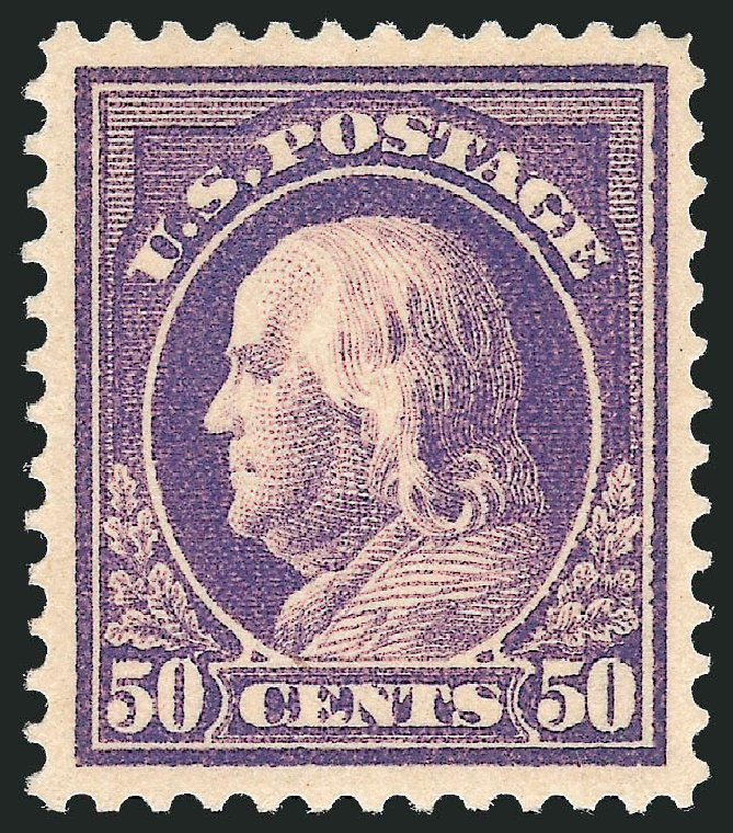 US Stamp Values Scott Cat. #421: 1914 50c Franklin Perf 12. Robert Siegel Auction Galleries, Mar 2011, Sale 1007, Lot 2710