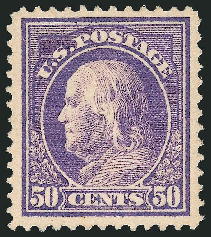US Stamps Price Scott Cat. 421 - 1914 50c Franklin Perf 12. Robert Siegel Auction Galleries, Oct 2011, Sale 1014, Lot 1900