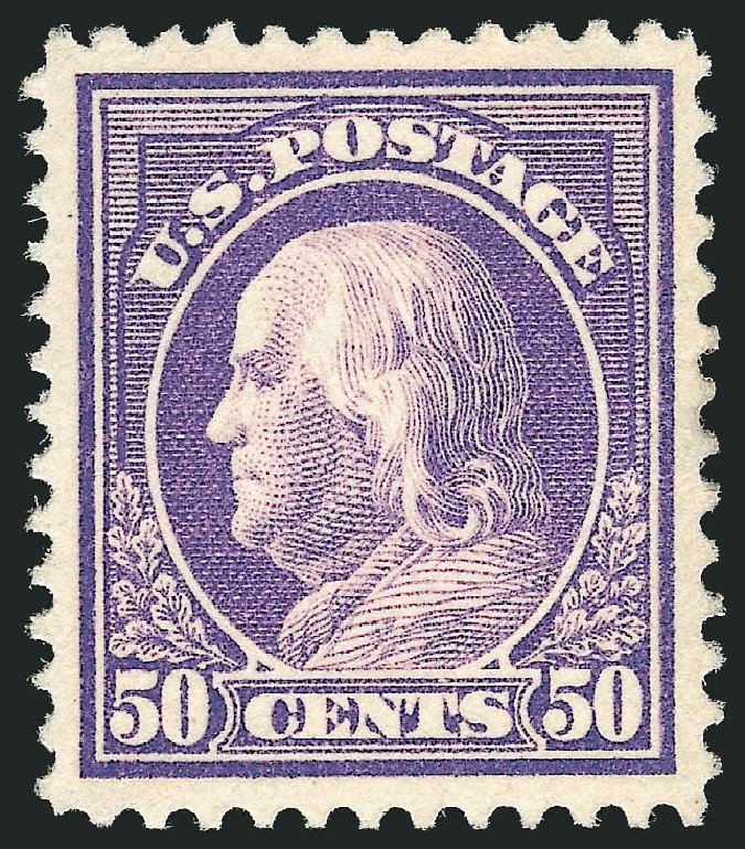 Cost of US Stamps Scott Cat. #421: 50c 1914 Franklin Perf 12. Robert Siegel Auction Galleries, Oct 2008, Sale 963, Lot 980