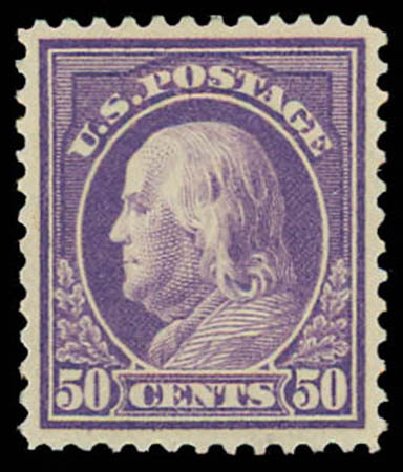 US Stamps Value Scott Cat. 421 - 50c 1914 Franklin Perf 12. Daniel Kelleher Auctions, Oct 2011, Sale 626, Lot 371