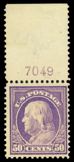Prices of US Stamps Scott #421: 50c 1914 Franklin Perf 12. Daniel Kelleher Auctions, Dec 2013, Sale 640, Lot 371