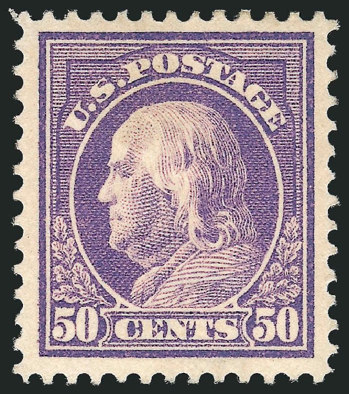 US Stamps Values Scott Catalog 421: 50c 1914 Franklin Perf 12. Robert Siegel Auction Galleries, Mar 2011, Sale 1007, Lot 2711