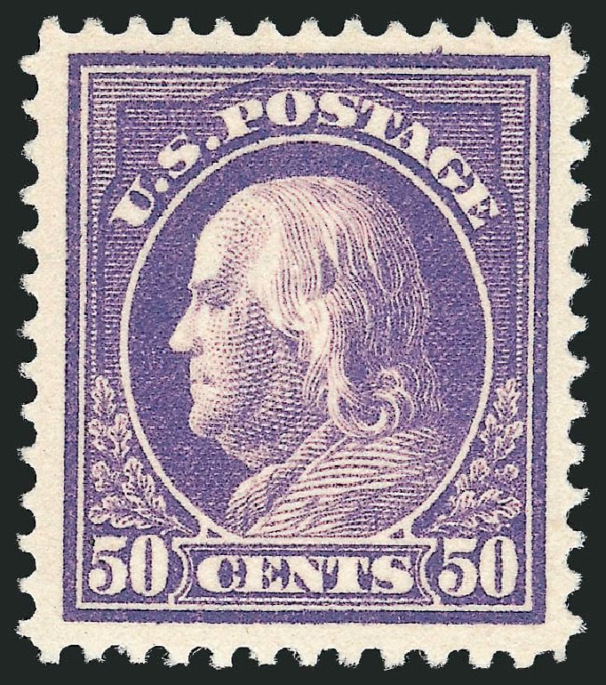 Price of US Stamps Scott Catalogue # 421: 50c 1914 Franklin Perf 12. Robert Siegel Auction Galleries, Jul 2013, Sale 1050, Lot 541