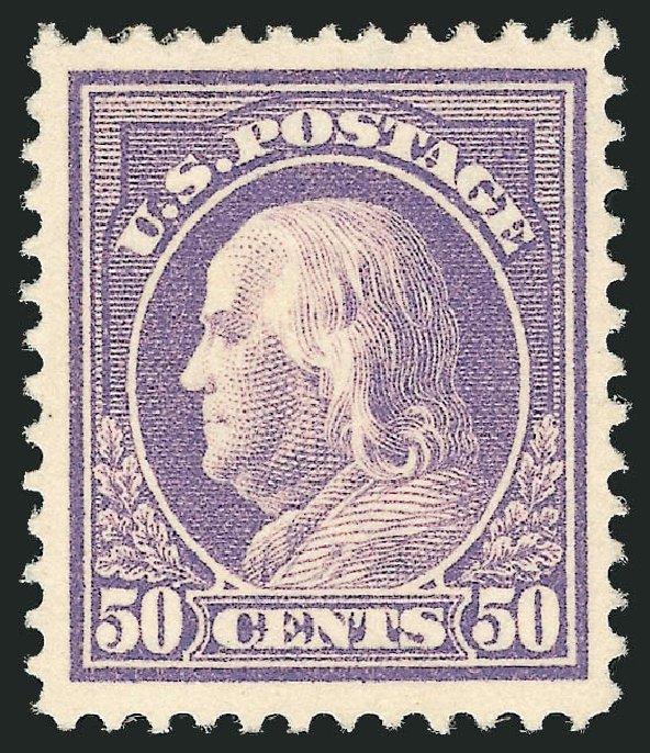 US Stamps Price Scott Cat. # 421: 1914 50c Franklin Perf 12. Robert Siegel Auction Galleries, Jul 2014, Sale 1077, Lot 261